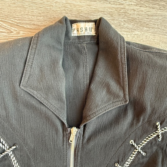 Stunning Vintage 80s Zip Front Lace up Body Con Dress - Picture 5 of 12